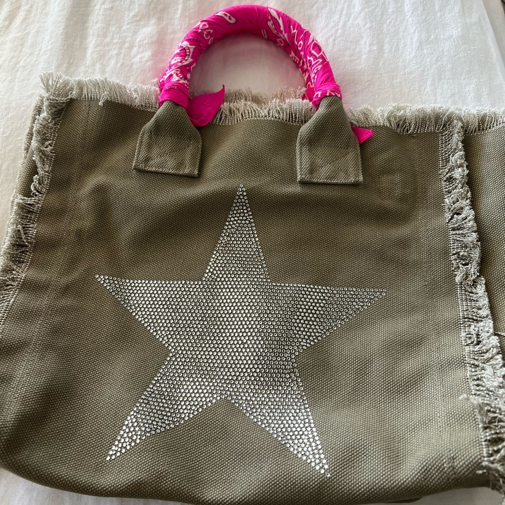 Hipchik Couture Star Fringe Canvas Bag